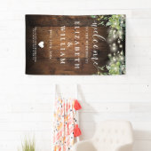 Rustic Wood String Lights Wedding Welcome  Banner (Insitu)