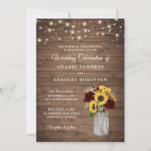 Rustic Wood Sunblumen Burgundy Mason Jar Wedding