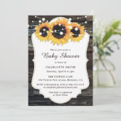 Rustic Wood Sunflower Baby Dusche Einladung (Stehend Vorderseite)