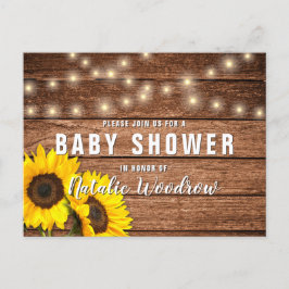 Rustic Wood Sunflower Baby Dusche Einladungspostkarte