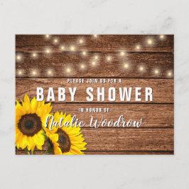 Rustic Wood Sunflower Baby Dusche Einladungspostkarte