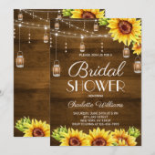 Rustic Wood Sunflower Bridal Shower Einladung (Vorne/Hinten)