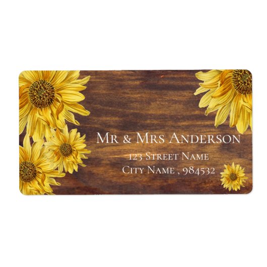 Rustic Wood Sunflower Bright Gelbe Adresse (Vorne)