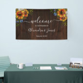 Rustic Wood Sunflower Country Wedding Banner (Messeveranstaltung)