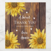 Rustic Wood Sunflower Danke Brautparty Geschenk Weinetikett (Einzelnes Label)