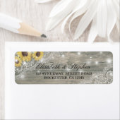 Rustic Wood Sunflower Elegant Lace Wedding Adresse (Insitu)