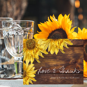 Rustic Wood Sunflower Hochzeit im Herbst Danke Postkarte