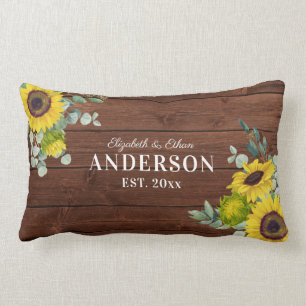 Rustic Wood Sunflower Mr. Newlywed Throw Kissen