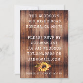 Rustic Wood Sunflower Pumpkin Erntedank Dinner Einladung (Rückseite)