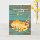 Rustic Wood Sunflower Pumpkin Fall Geburtstag Cous Karte (Gelbe Blume)