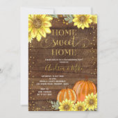 Rustic Wood Sunflower Pumpkin Housewarming Party Einladung (Vorderseite)