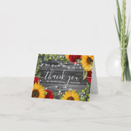 Rustic Wood Sunflower Rose Wood Wedding Vielen Dan Feiertagskarte