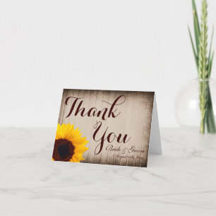 Rustic Wood Sunflower Wedding danke Ihnen Karten