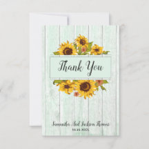 Rustic Wood Sunflower Wedding Dankeschön Card