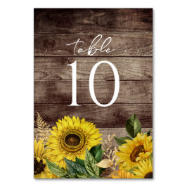 Rustic Wood Sunflower Wedding Tischnummer