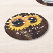 Rustic Wood Sunflower Wedding Vielen Dank Runder Pappuntersetzer (Angewinkelt)