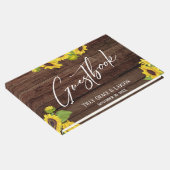 Rustic Wood Sunflowers Handwriting Gästebuch (Ecke)