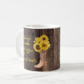 Rustic Wood Sunflowers Kaffeehaus Stiefel Kaffeetasse (Vorderseite Links)