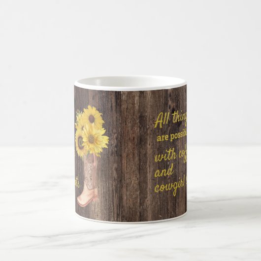 Rustic Wood Sunflowers Kaffeehaus Stiefel Kaffeetasse (Mittel)