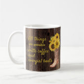 Rustic Wood Sunflowers Kaffeehaus Stiefel Kaffeetasse (Links)