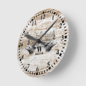 Rustic Wood Texture Deer Woodland Monogram Runde Wanduhr (Winkel)