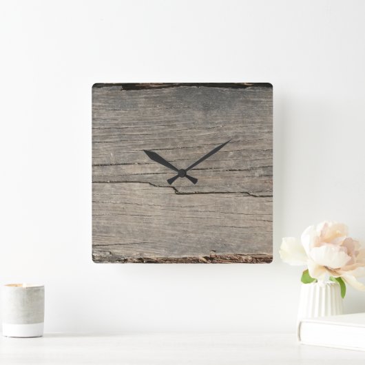 Rustic Wood Texture Quadratische Wanduhr (Zuhause)