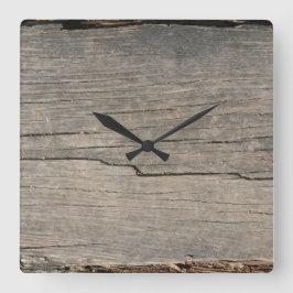 Rustic Wood Texture Quadratische Wanduhr