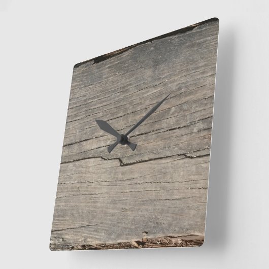 Rustic Wood Texture Quadratische Wanduhr (Winkel)
