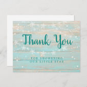 Rustic Wood Texture String Stars Vielen Dank Postkarte (Vorne/Hinten)