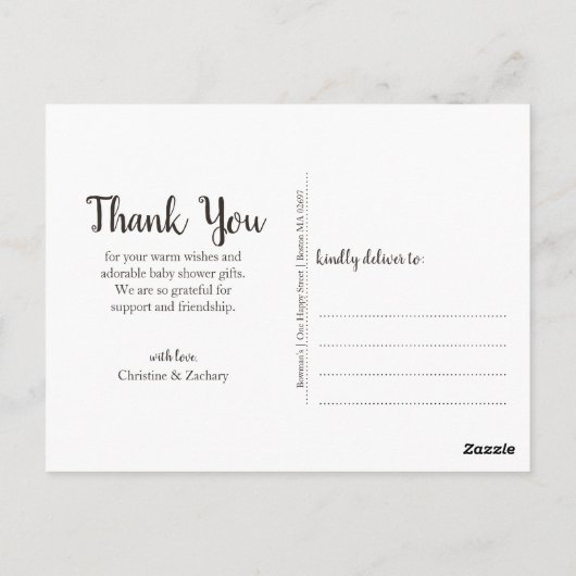 Rustic Wood Texture String Stars Vielen Dank Postkarte (Rückseite)