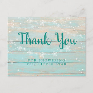 Rustic Wood Texture String Stars Vielen Dank Postkarte