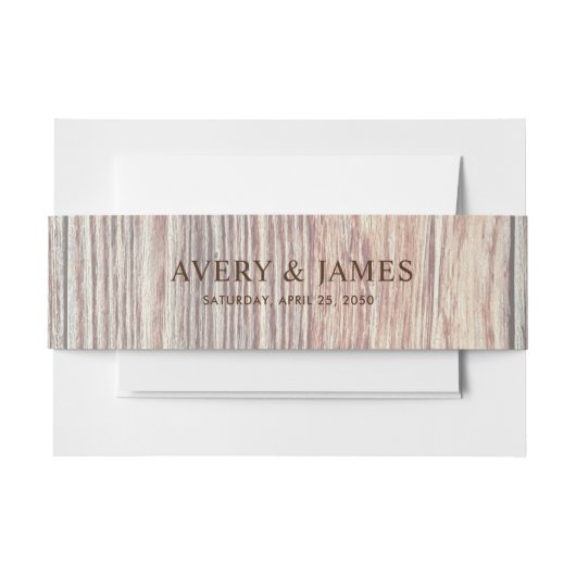 Rustic Wood Texture Wedding Invitation Belly Band (Vorderseite Beispiel)