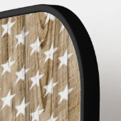 Rustic Wood Thin Blue Line Patriotic USA Flag Pickleball Schläger (Linke Seite)