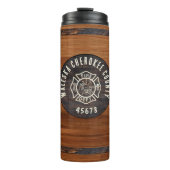 Rustic Wood Ton Feuerwehrmann Emblem Thermosbecher (Vorderseite)