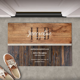 Rustic Wood Tone Business Logo Fußmatte