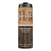 Rustic Wood Tone Business Logo Thermal Tumbler Thermosbecher (Vorderseite)