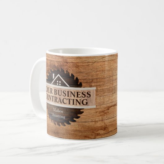 Rustic Wood Tone Custom Contractor Kaffeetasse (Vorderseite Links)