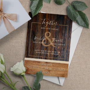 Rustic Wood Tone Hochzeit Einladung