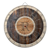 Rustic Wood Tone Monogram Design Brown Dart Board Dartscheibe (vorne)