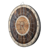 Rustic Wood Tone Monogram Design Brown Dart Board Dartscheibe (Vorderseite rechts)