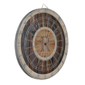 Rustic Wood Tone Monogram Design Brown Dart Board Dartscheibe (Vorderseite Links)