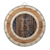 Rustic Wood Tone Monogram Tan Brown Dart Board Dartscheibe (vorne)