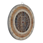Rustic Wood Tone Monogram Tan Brown Dart Board Dartscheibe (Vorderseite Links)