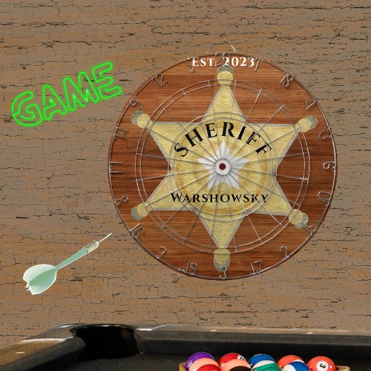 Rustic Wood tone Sheriff Abzeichen Star, Browns Wo Dartscheibe