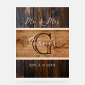 Rustic Wood Tone Wedding Mr. Acrylic Sign Acrylschild (Vorderseite)