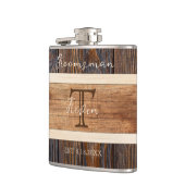 Rustic Wood Tone Wedding Trauzeuge Flachmann (Links)