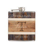 Rustic Wood Tone Wedding Trauzeuge Flachmann (Vorderseite)