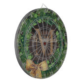 Rustic Wood Tone Wreath Monogramm Dartscheibe (Vorderseite Links)