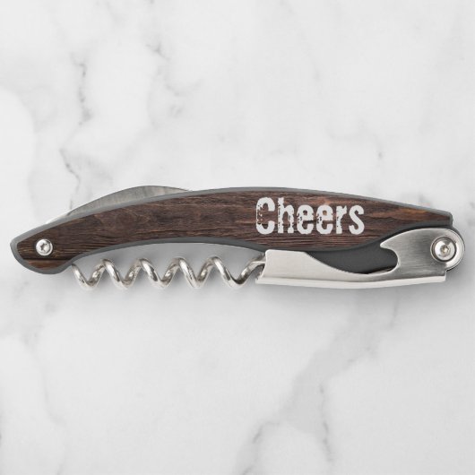 Rustic Wood Trauzeuge Gift Corkschraube Kellnermesser (Rückseite)