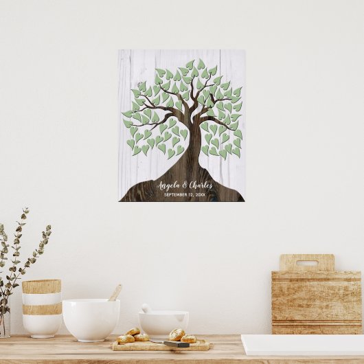 Rustic Wood Tree Alternative Guest Book Poster (Küche)